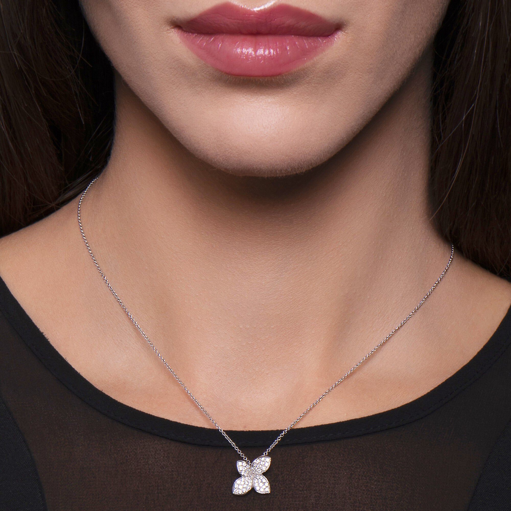 Petit Garden Small White Gold and Diamond Pav Pendant Pasquale